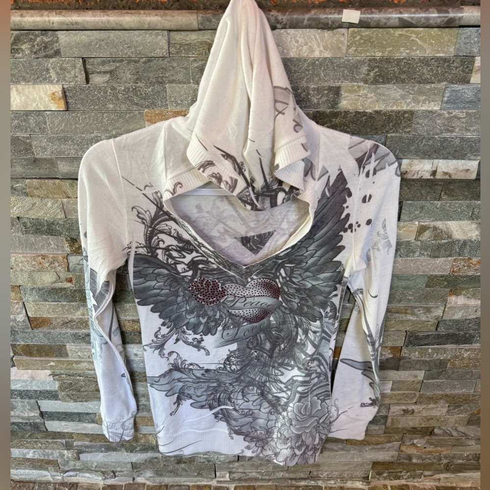 Eastway y2k Stylish White and Gray Women's Top